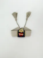 Retro Heart Shape 18K Gold Plated Zircon Polyester Denim Brass Wholesale Drawstring Bracelets main image 3