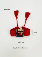 Retro Heart Shape 18K Gold Plated Zircon Polyester Denim Brass Wholesale Drawstring Bracelets sku image 6