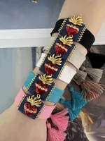 Retro Heart Shape 18K Gold Plated Zircon Polyester Denim Brass Wholesale Drawstring Bracelets main image 9