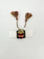 Retro Heart Shape 18K Gold Plated Zircon Polyester Denim Brass Wholesale Drawstring Bracelets sku image 4