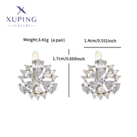 1 Pair XUPING Sweet Simple Style Flower Plating Inlay Copper Artificial Gemstones 18K Gold Plated Earrings main image 2