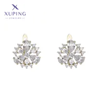 1 Pair XUPING Sweet Simple Style Flower Plating Inlay Copper Artificial Gemstones 18K Gold Plated Earrings main image 6