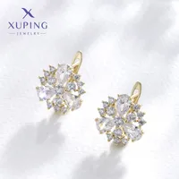 1 Pair XUPING Sweet Simple Style Flower Plating Inlay Copper Artificial Gemstones 18K Gold Plated Earrings main image 4