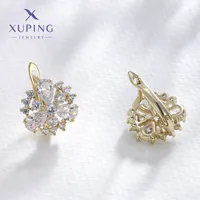 1 Pair XUPING Sweet Simple Style Flower Plating Inlay Copper Artificial Gemstones 18K Gold Plated Earrings main image 5