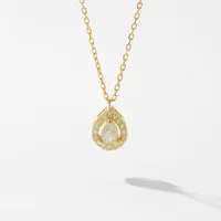 Sterling Silver Zircon Inlay Geometric Pendant Necklace main image 4