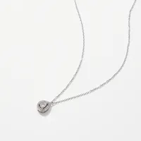 Sterling Silver Zircon Inlay Geometric Pendant Necklace main image 6
