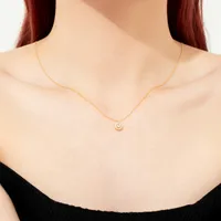 Sterling Silver Zircon Inlay Geometric Pendant Necklace main image 3