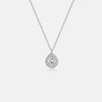 Sterling Silver Zircon Inlay Geometric Pendant Necklace sku image 1