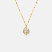 Sterling Silver Zircon Inlay Geometric Pendant Necklace sku image 2