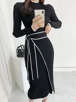 Women's Sweater Dress Casual Elegant High Neck Long Sleeve Color Block Midi Dress Outdoor Daily main image 6