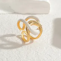 Wholesale Jewelry Modern Style Cross 304 Stainless Steel 18K Gold Plated Enamel Plating Open Rings main image 4