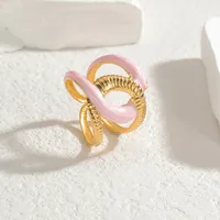 Wholesale Jewelry Modern Style Cross 304 Stainless Steel 18K Gold Plated Enamel Plating Open Rings main image 5