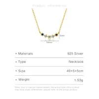 Sterling Silver Zircon Inlay Geometric Pendant Necklace main image 2