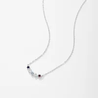 Sterling Silver Zircon Inlay Geometric Pendant Necklace main image 6