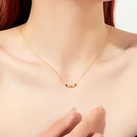 Sterling Silver Zircon Inlay Geometric Pendant Necklace main image 3