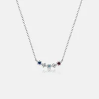 Sterling Silver Zircon Inlay Geometric Pendant Necklace sku image 1
