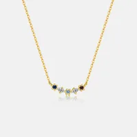 Sterling Silver Zircon Inlay Geometric Pendant Necklace sku image 2