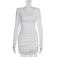 Women's Sheath Dress Elegant Simple Style Round Neck Long Sleeve Solid Color Short Mini Dress Holiday Daily sku image 1