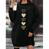 Women's Regular Dress Casual Round Neck Long Sleeve Cartoon Heart Shape Knee-Length Daily main image 1
