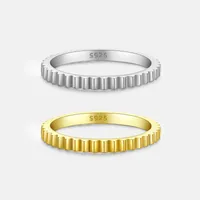 18K Gold Plated White Gold Plated 925 Sterling Silver Zircon Solid Color Rings main image 1