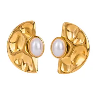 1 Pair Simple Style Classic Style Geometric Inlay 304 Stainless Steel Imitation Shell Pearls Ear Studs main image 6