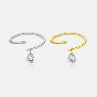 18K Gold Plated White Gold Plated 925 Sterling Silver Zircon Solid Color Open Rings main image 1