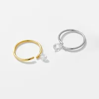 18K Gold Plated White Gold Plated 925 Sterling Silver Zircon Solid Color Open Rings main image 4