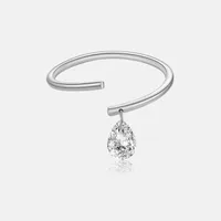 18K Gold Plated White Gold Plated 925 Sterling Silver Zircon Solid Color Open Rings sku image 1