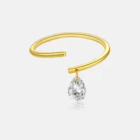 18K Gold Plated White Gold Plated 925 Sterling Silver Zircon Solid Color Open Rings sku image 2