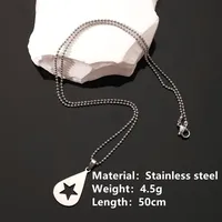 Europe And America Cross Border New Fashion Stainless Steel Color Retaining Water Drop Star Pendant Necklace Trendy Unique Stainless Steel Non-Fading Water Drop Star Pendant Bead Necklace main image 2