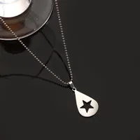 Europe And America Cross Border New Fashion Stainless Steel Color Retaining Water Drop Star Pendant Necklace Trendy Unique Stainless Steel Non-Fading Water Drop Star Pendant Bead Necklace main image 3