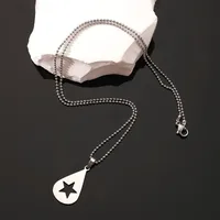 Europe And America Cross Border New Fashion Stainless Steel Color Retaining Water Drop Star Pendant Necklace Trendy Unique Stainless Steel Non-Fading Water Drop Star Pendant Bead Necklace main image 1