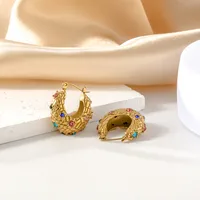 1 Pair Elegant Simple Style U Shape Plating Inlay 304 Stainless Steel Rhinestones 18K Gold Plated Earrings main image 3