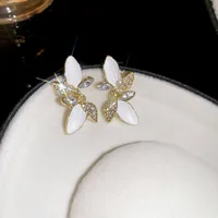1 Pair Elegant Petal Plating Inlay Alloy Zircon Gold Plated Drop Earrings main image 3