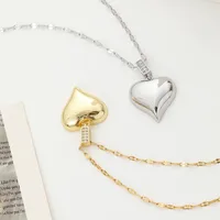 304 Stainless Steel Copper Heart Shape Pendant Necklace main image 5