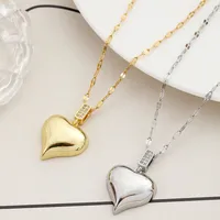 304 Stainless Steel Copper Heart Shape Pendant Necklace main image 6