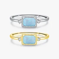 14K Gold Plated Rhodium Plated Sterling Silver Opal Geometric Rings main image 1