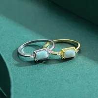 14K Gold Plated Rhodium Plated Sterling Silver Opal Geometric Rings main image 5