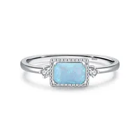 14K Gold Plated Rhodium Plated Sterling Silver Opal Geometric Rings sku image 9