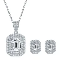 1 Piece 925 Sterling Silver Moissanite Rectangle Earrings Necklace main image 7