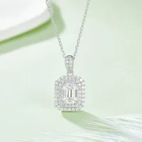 1 Piece 925 Sterling Silver Moissanite Rectangle Earrings Necklace main image 4