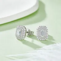 1 Piece 925 Sterling Silver Moissanite Rectangle Earrings Necklace main image 5