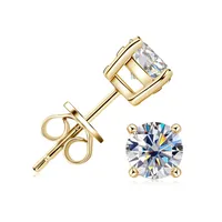 1 Pair 925 Sterling Silver Moissanite GRA Certificate Geometric Ear Studs sku image 2