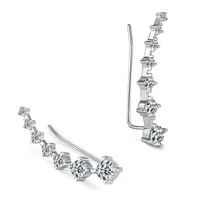 1 Pair 925 Sterling Silver Moissanite GRA Certificate Geometric Ear Studs main image 1