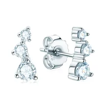 1 Pair 925 Sterling Silver Moissanite GRA Certificate Geometric Ear Studs sku image 2