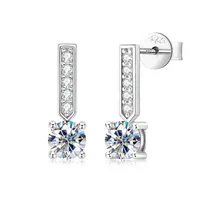 1 Pair 925 Sterling Silver Moissanite GRA Certificate Geometric Ear Studs sku image 3