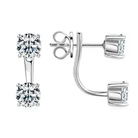 1 Pair 925 Sterling Silver Moissanite GRA Certificate Geometric Ear Studs main image 1