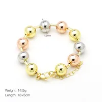 Copper 18K Gold Plated Beaded Plating Round Bracelets sku image 1