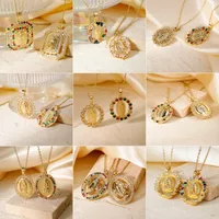 Wholesale Jewelry Vintage Style Classic Style Human Geometric Round 304 Stainless Steel Copper Zircon K Gold Plated Inlay Pendant Necklace main image 1