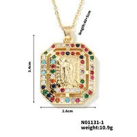 Wholesale Jewelry Vintage Style Classic Style Human Geometric Round 304 Stainless Steel Copper Zircon K Gold Plated Inlay Pendant Necklace sku image 1